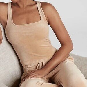 Express Velour Cropped Square Neck Tank Top XL